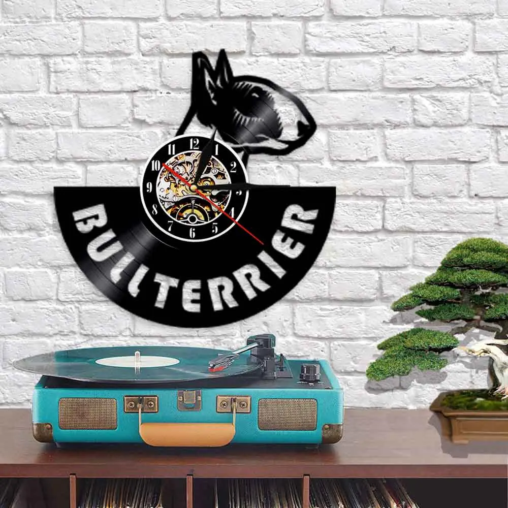 Английский бультерьер собака виниловая запись настенные часы декор ПЭТ Мопс