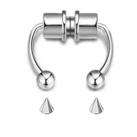new 1 set magnetic septum nose ring horseshoe fake nose ring hoop reusable nose hoop rings non piercing 316l