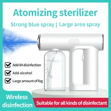 Rechargeable Sanitizer Spray Gun Blue Light Wireless Nano Steam Atomizer Fogger Disinfection Gun Sprayer Insecticide Protable