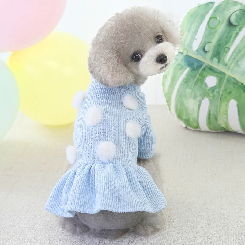 Роскошная Одежда для принцессы и собак вязаный свитер чихуахуа с белым помпоном