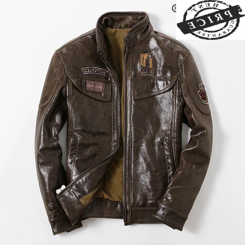 

Jacket Real Leather Men Clothes 2021 Streetwear Fashion Mens Sheepskin Coat Slim Fit Moto Biker Genuine Leather Coat 6001