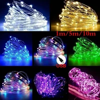 1m 5m 10m led string fairy lights usb copper wire wedding festival christmas party decoration light waterproof outdoor lighting