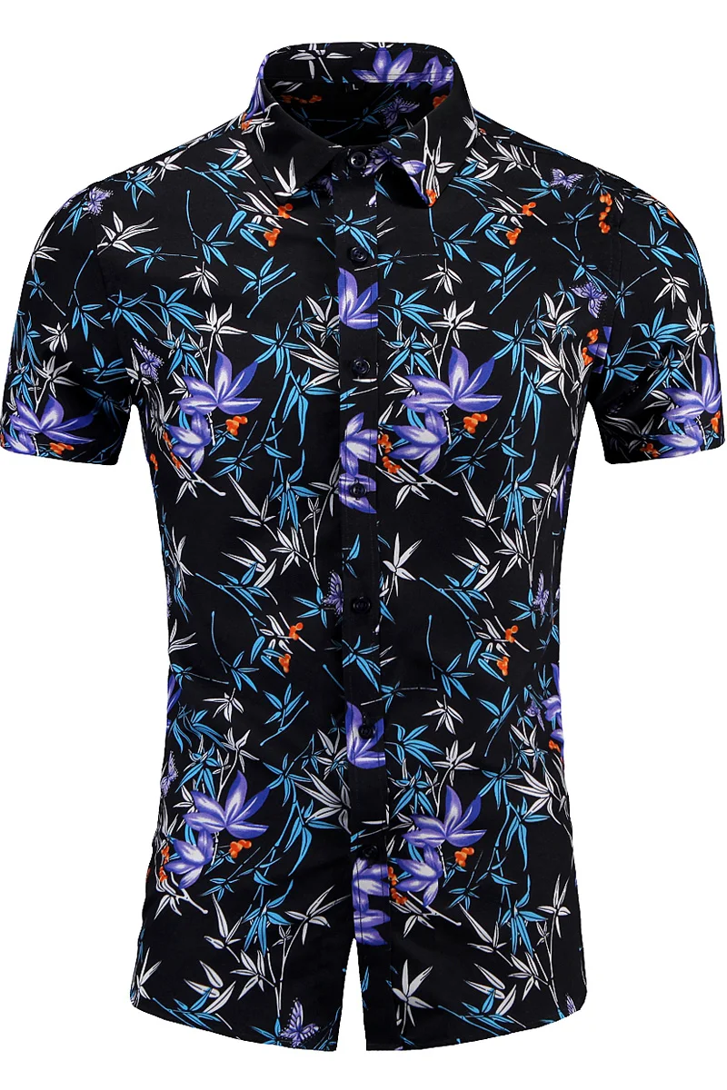 2021 рубашка размера плюс с цветочным узором короткими рукавами S0 M-7XL мужские