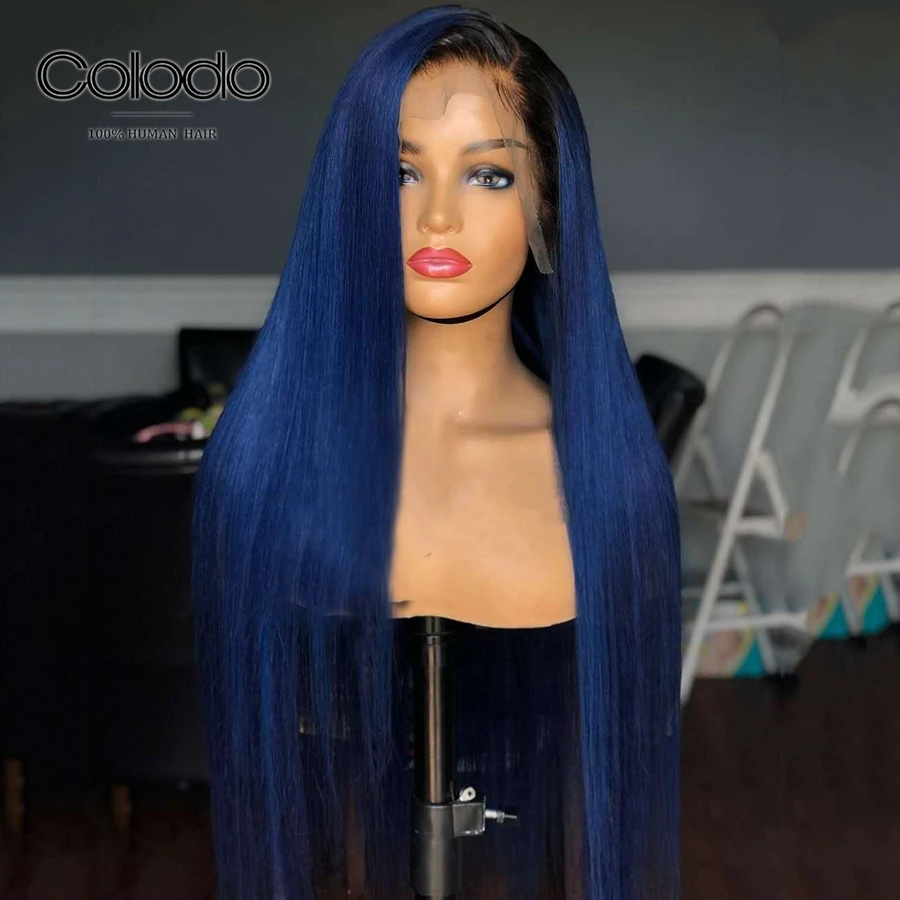 Цвет темно синий парик фронта шнурка предварительно отобранные бразильские