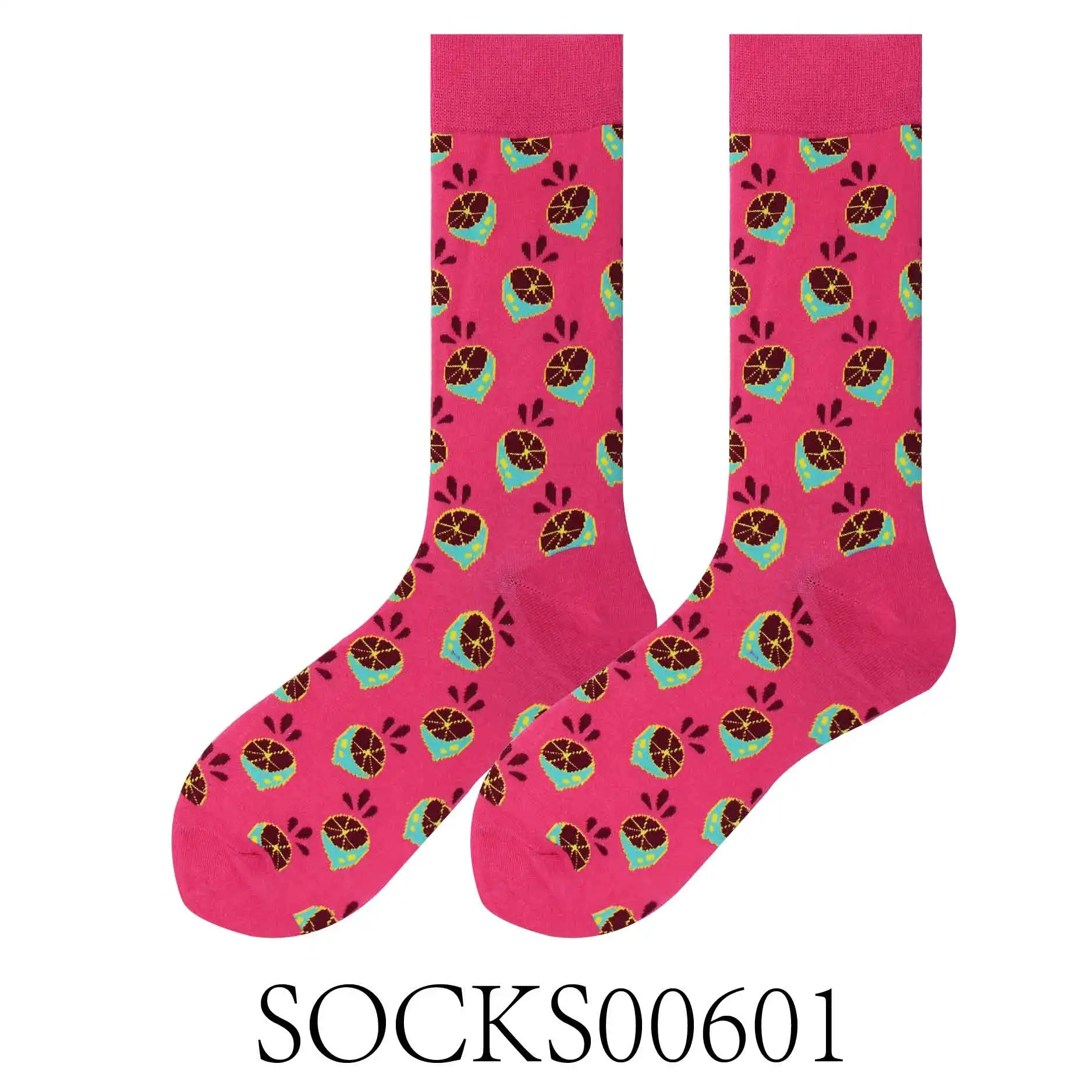 SOCKS00601 Забавные хлопковые носки с принтом счастливой пары цветные вишни желтые или черные базовые узоры серии - Цвет: SOCKS00601