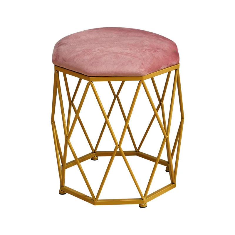 

Luxury Nordic Golden Macaron Color Dressing Stool Change Shoes Small Pink Sofa Stools & Ottomans Living Room Furniture MJ1031