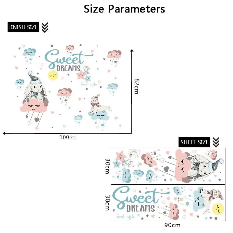 

2021 Creative Cartoon Bunny Wall Stickers DIY Children's Room Bedroom Wall Self-adhesive Wall Decals Home Decor Supplies