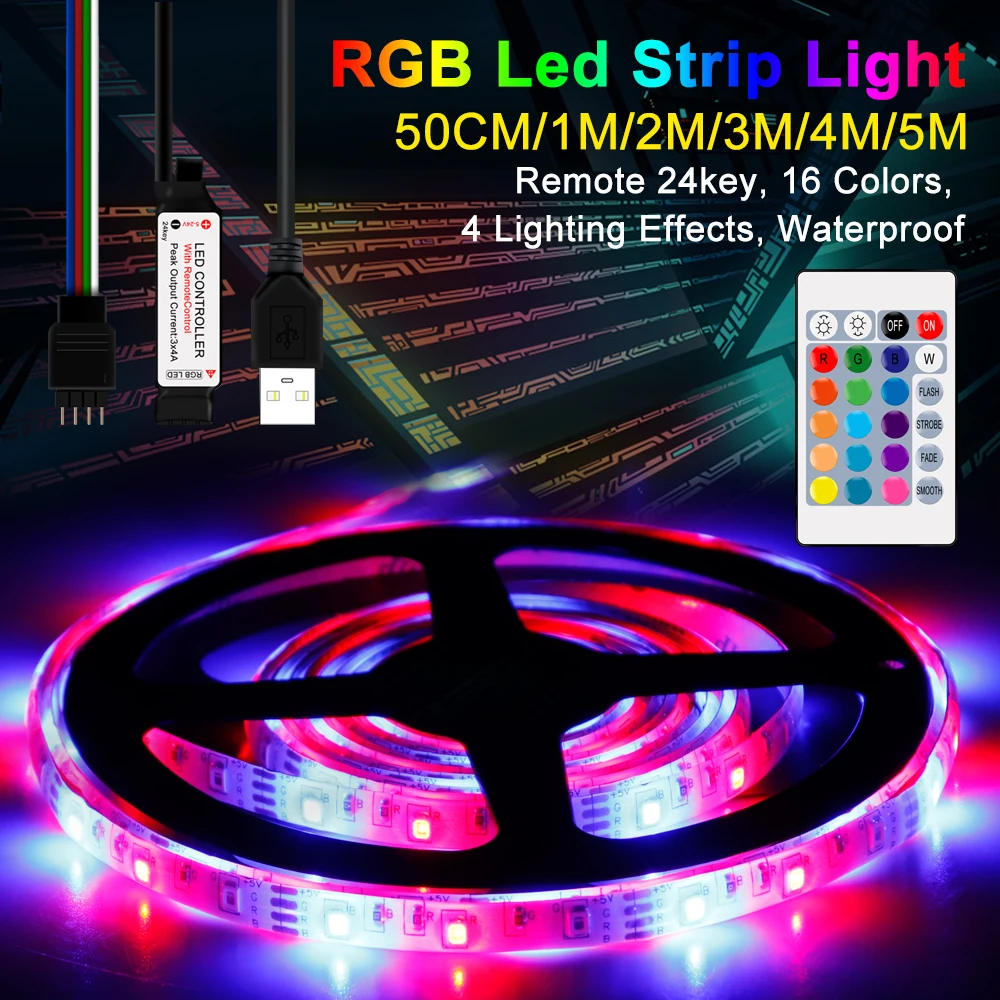 Светодиодная неоновая лента 2835 SMD с USB гибкая светодиодная подсветкой для ПК фона