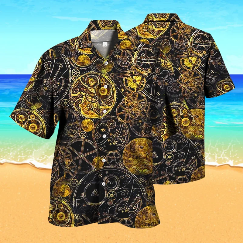 

Summer Men's Beach Shirt 3D Print Short Sleeve Lapel Collar Neckline Button Casual Hawaiian Shirt Men 2021 Streetwear S-4XL