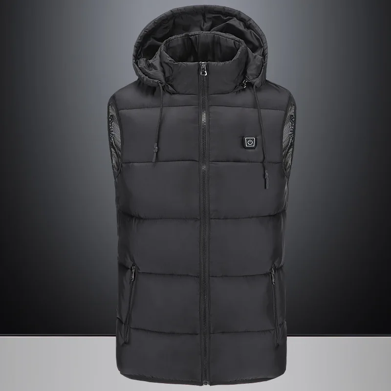 Men's Winter Leisure Hooded Can Only Be Electric Heating Vest Vest USB Interface Natural Heating Jacket Jacket