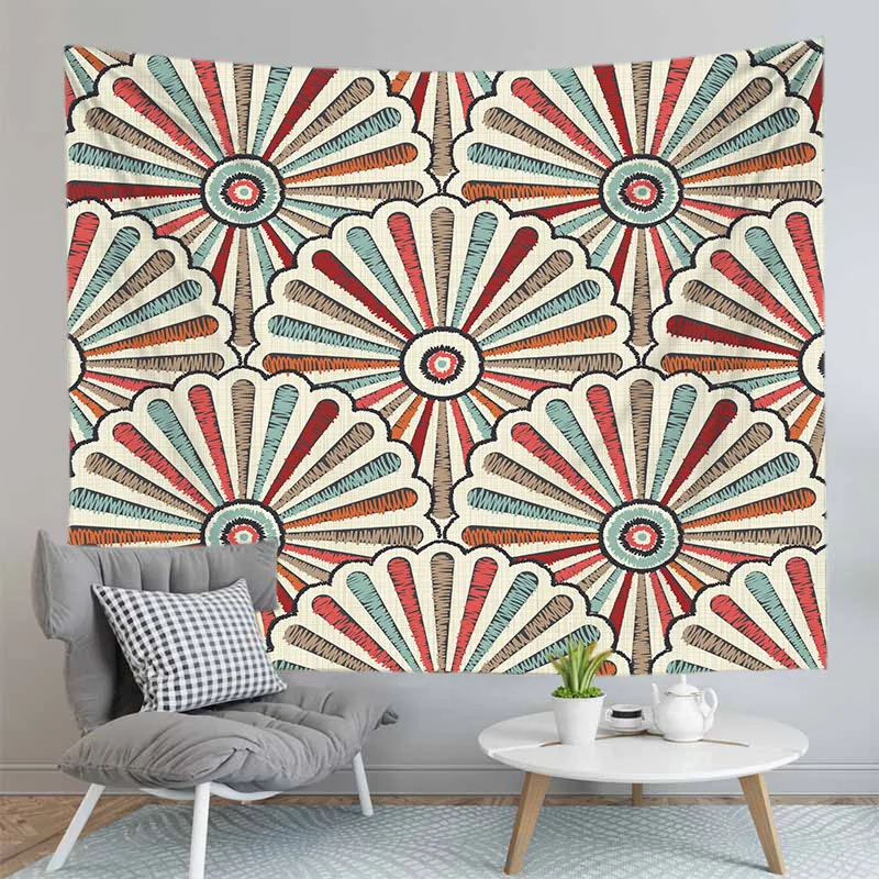 Geometric Tapestry Wall Hanging Hippie Mandala Walls Cloth Tapestries Backdrop Decor Psychedelic Carpet | Дом и сад