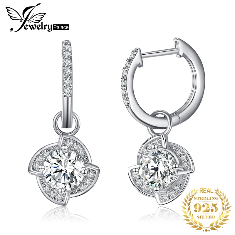 JewelryPalace цветок мельница 3.2ct кубического циркония серьги 925 пробы серебро
