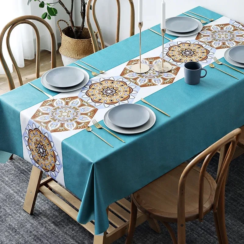 

PVC Tablecloth Hot-proof Pastoral Rectangular Table Cover Wedding Birthday Printing Color European Coffee Table