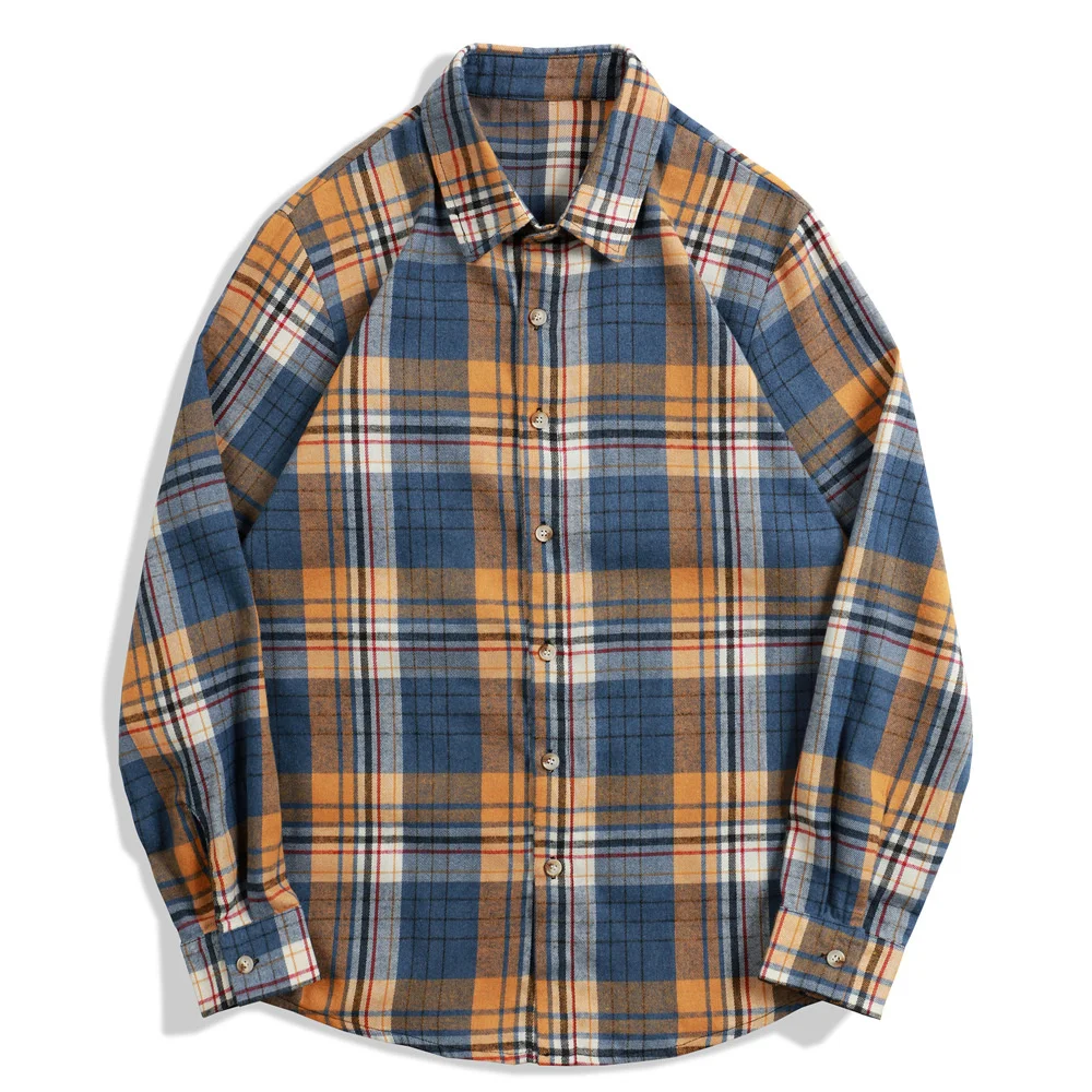 

Men's Yarn Dyed Plaid Long Sleeve Shirt Leisure Men Slim Fit Cotton Casual Shirts Tops Mens Clothing Fashion Brand M-3XL