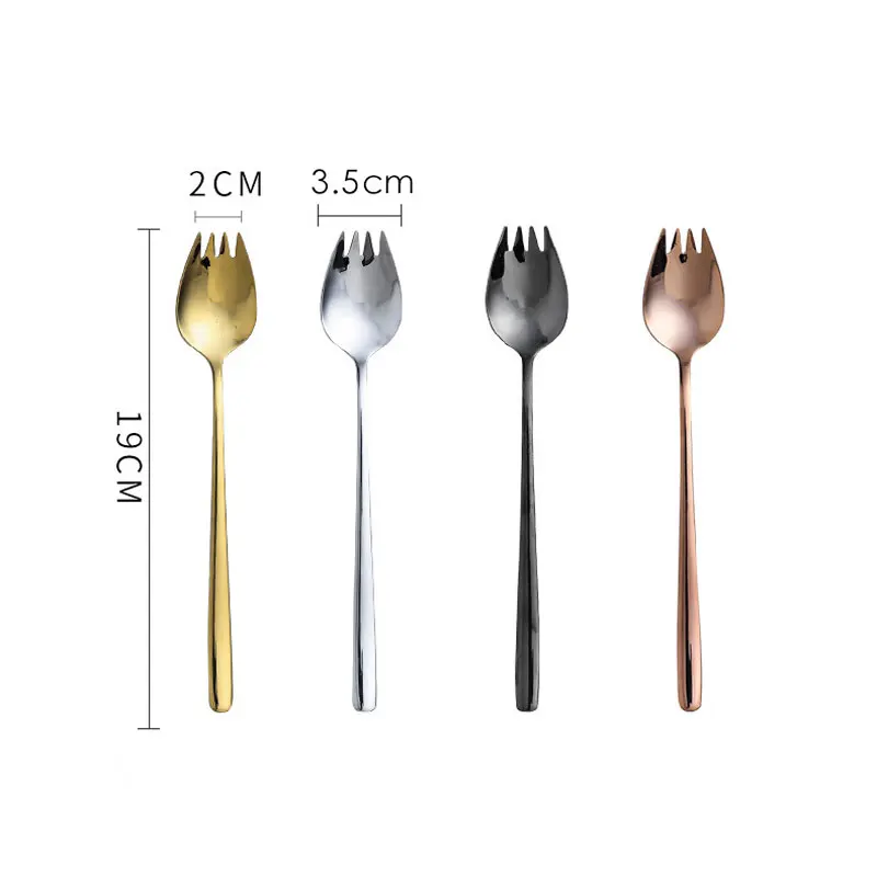 

304 Stainless Steel Fork Spoon Long Handle Fork Spoon One Fruit Fork Salad Spoon Creative Dessert Spoon Soup Spoon Soup Spoon