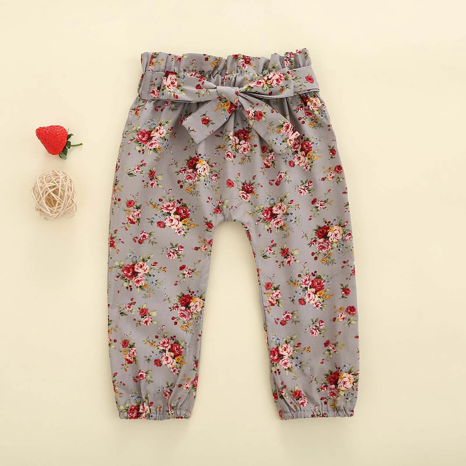 Хлопковый комбинезон в рубчик с длинными рукавами брюки штаны цветочным принтом