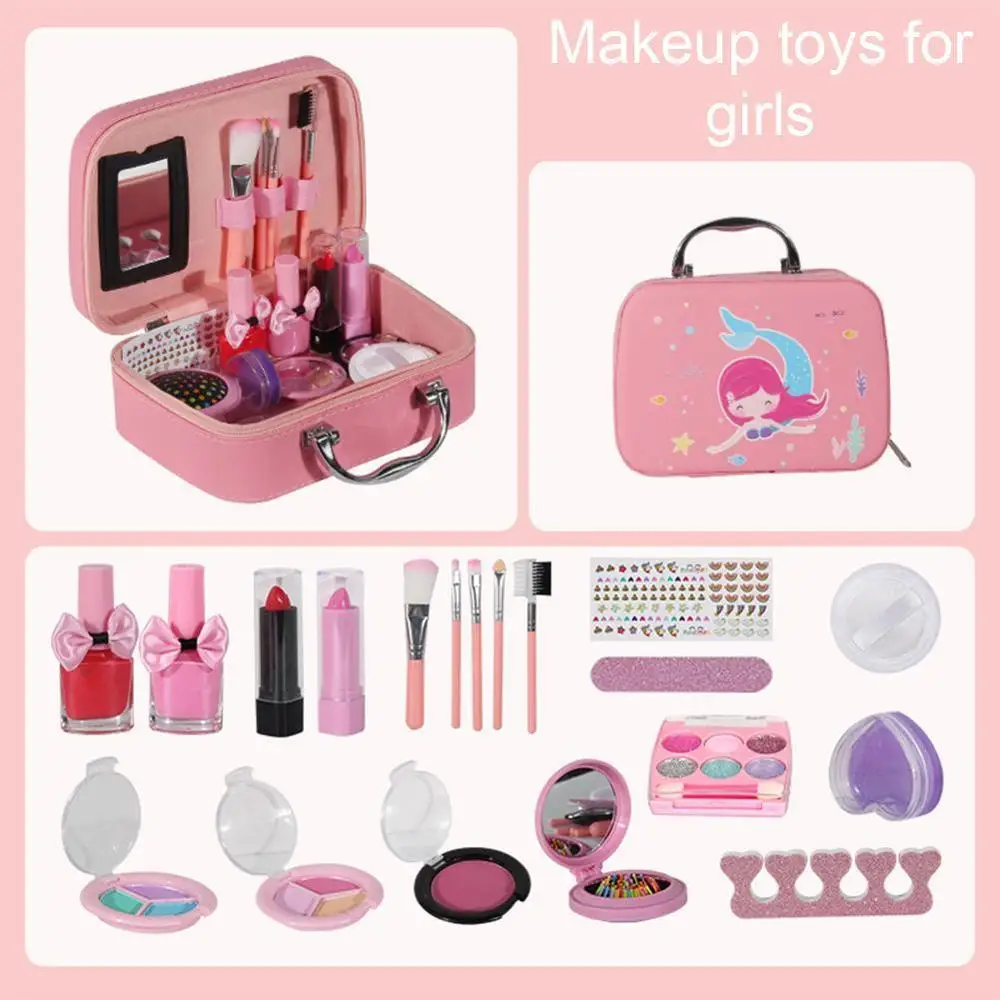 

Fashion Kids Cosmetics Make Up Set Safe Washable Children's Makeup Set Box Princess Beauty Pretend Play Toys For Girl Baby Toys