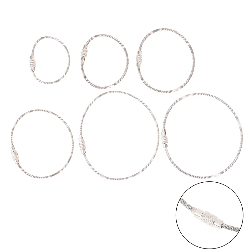 

20pc/lot Wire Rope Key Chain Stainless Steel Wire Keychain Carabiner Cable Key Ring Outdoor Hiking Tool Parts