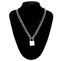 punk chain with lock necklace for women men padlock pendant gothic grunge aesthetic egirl alternative fashion jewelry