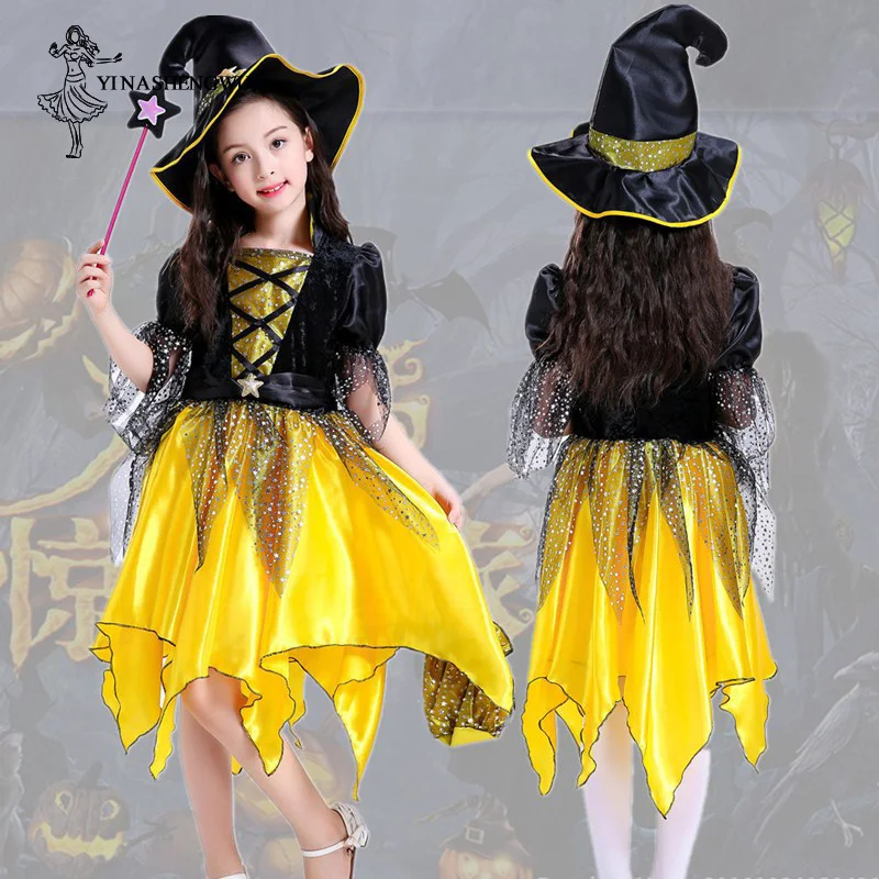 Маскарадный костюм на Хэллоуин Платье эльфа из тыквы Детское платье для