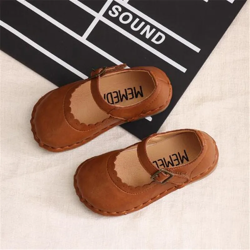 Новинка Обувь из натуральной кожи для девочек Детская обувь принцессы с пряжкой