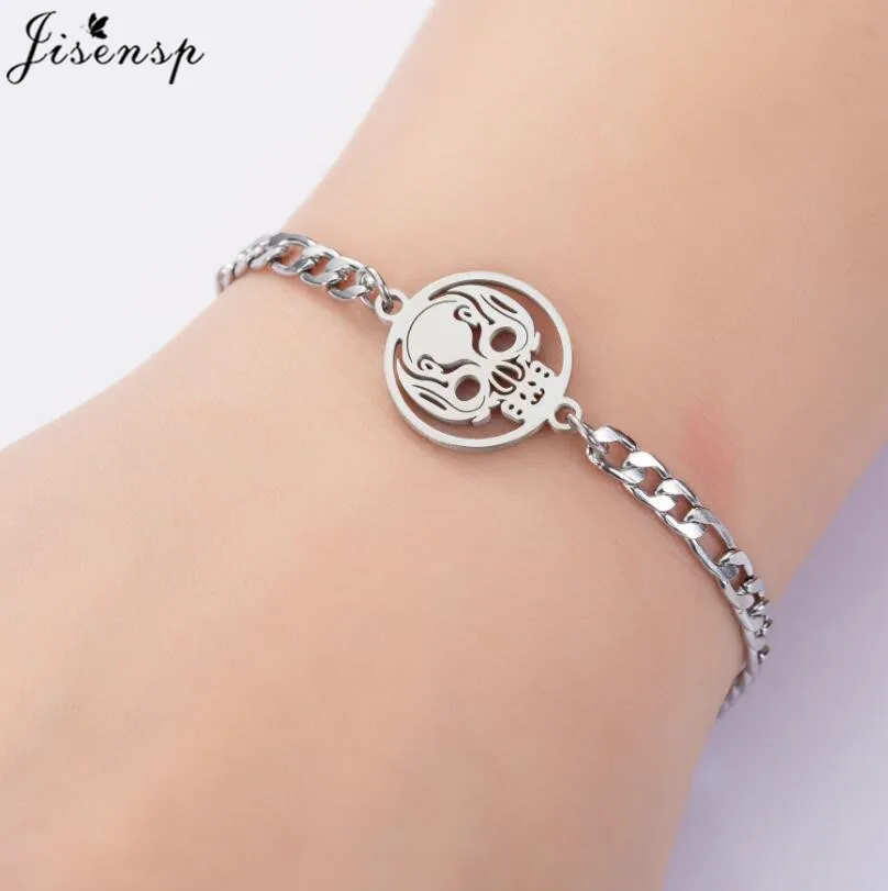 Готический череп скелета в стиле панк браслеты и для женщин цепочка из