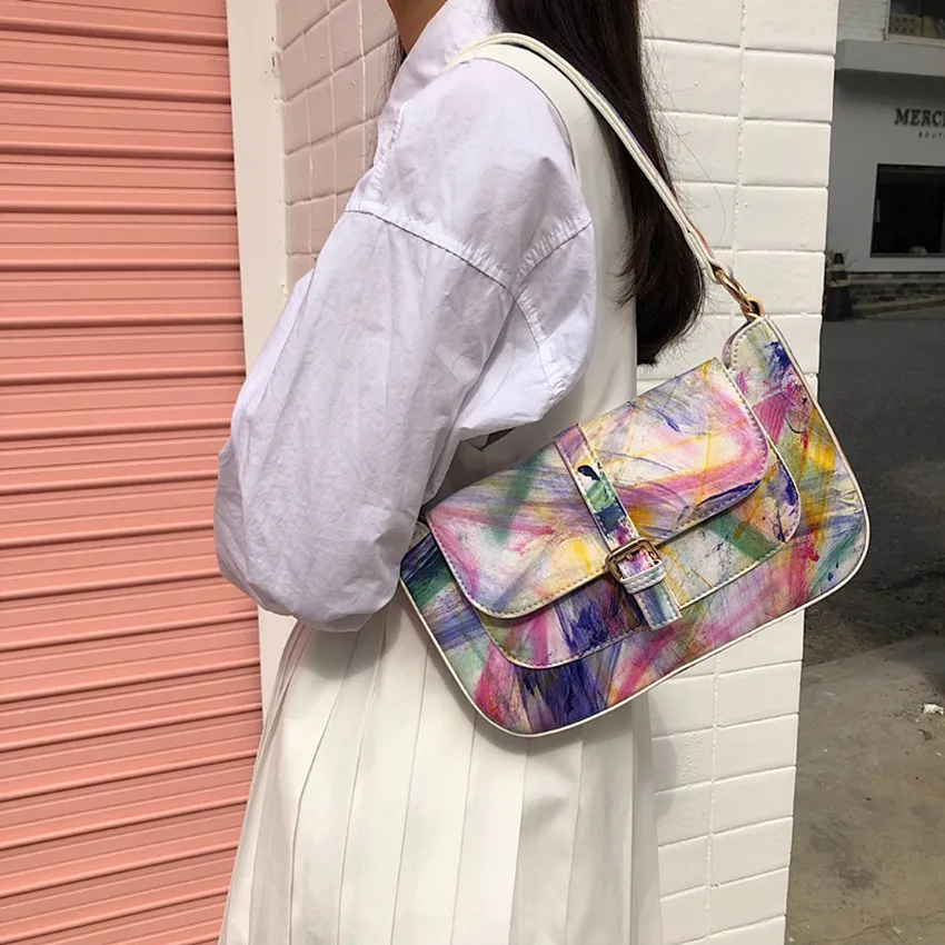 

2020 New High Quality Graffiti Shoulder All-match Casual Underarm Bags Summer Niche Design Fashion Women Purse and Handbags