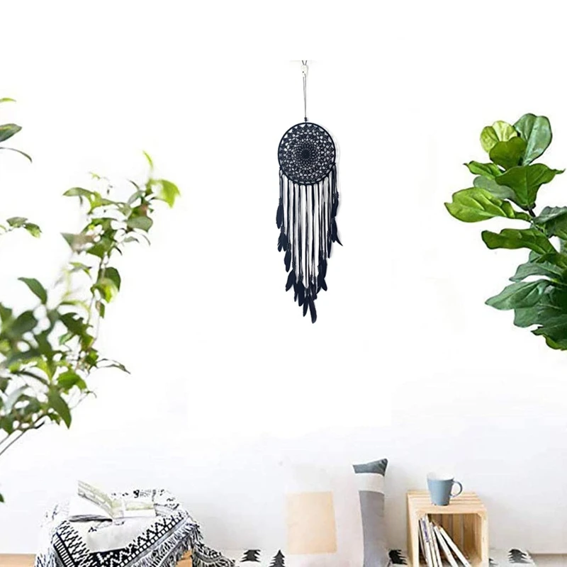 

Handmade Dream Catcher Net with Feathers Wall Hanging Dreamcatcher Craft Gift Christmas Decoration for Home 20X80cm