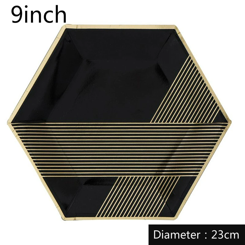 

Free Shipping 112 pcs Black and Gold Foil Napkins Paper Plates Beverage Cups For Birthday Party Baby Shower Tableware Supplies