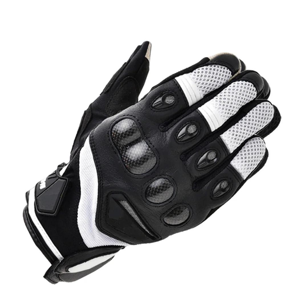 Дышащие мотоциклетные перчатки с сенсорным экраном Luva Motoqueiro Guantes Защитное снаряжение инструмент короткие нескользящие перчатки для мотокросса - Цвет: Black White