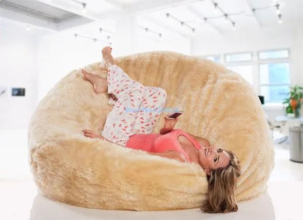 НОВЫЙ Большой Кресло-Мешок LUXURY SHAGGY FUR BEAN BAG с мягкой пушистой шерстью - отличный подарок на Рождество!!!! Короткий теплый мешок-лежак на меху.