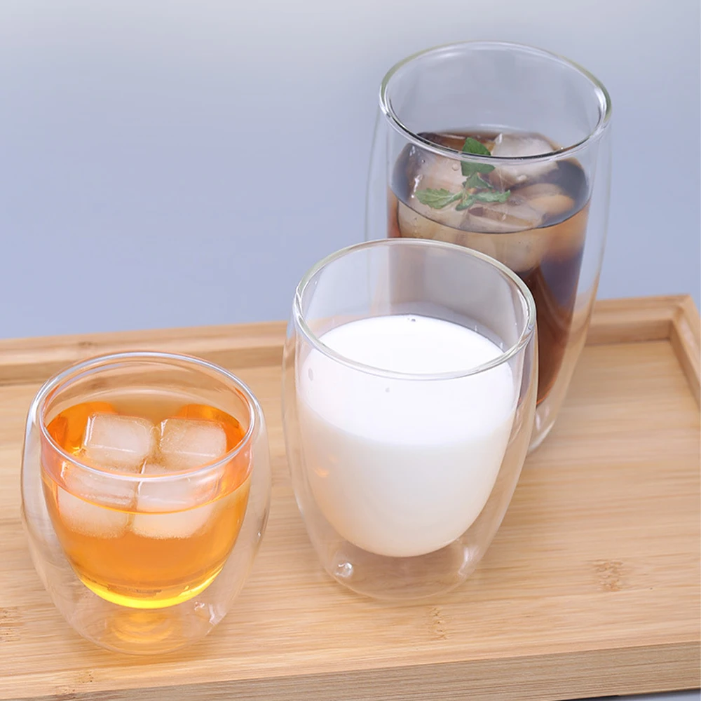Креативная двухслойная стеклянная чашка в форме яйца утолщенная для кофе