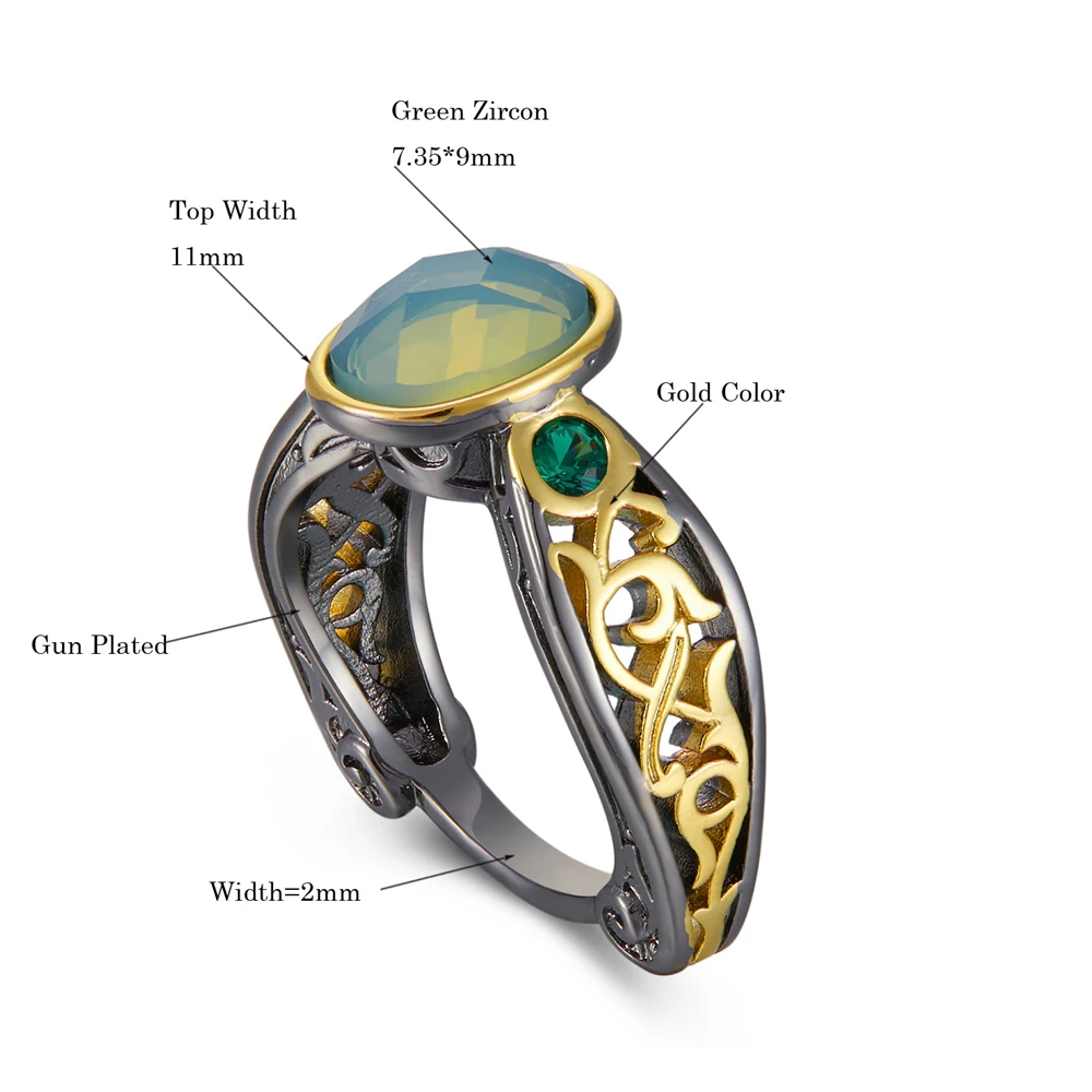 Кольцо с золотым узором классические кольца овальным камнем зеленого цвета