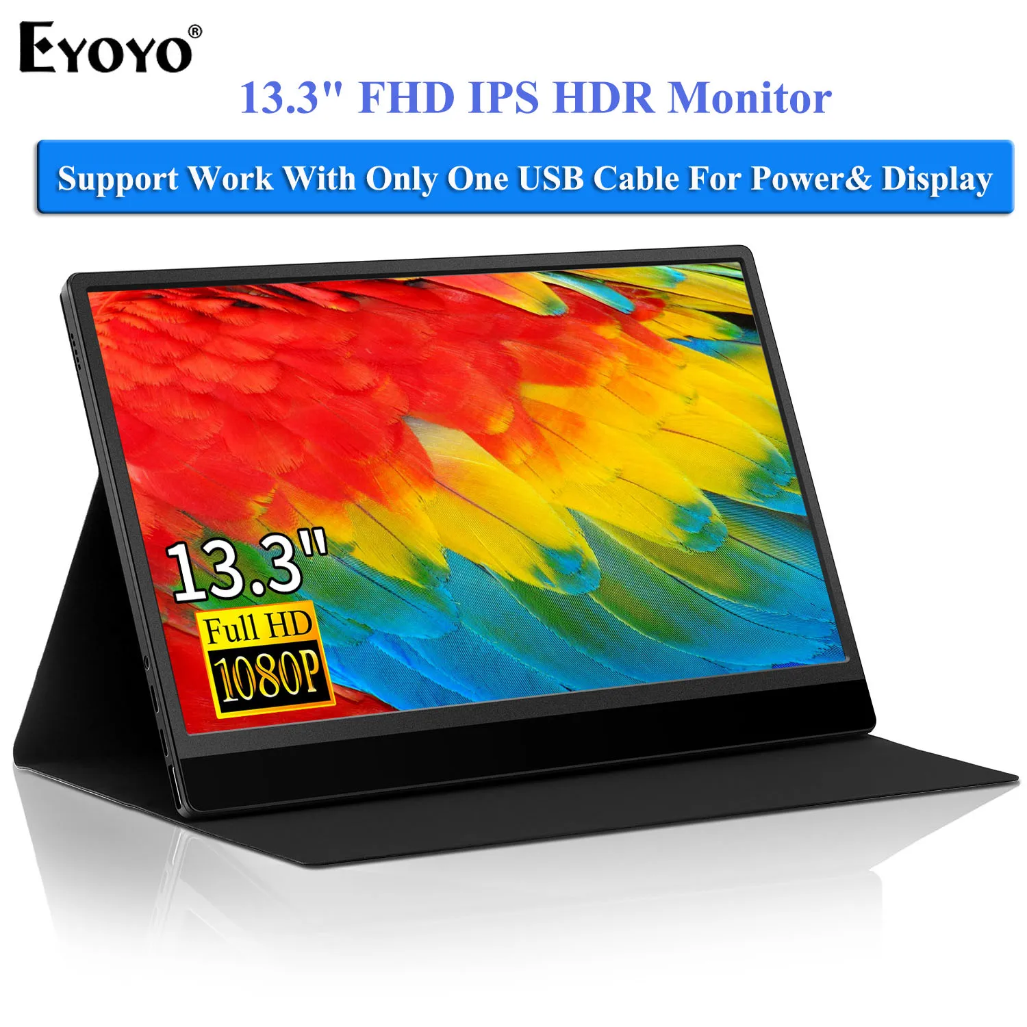 Eyoyo EM13R IPS HDR портативный игровой монитор HDMI USB C 72% NTSC 13 3 &quot1080P второй ЖК экран Xbox Switch