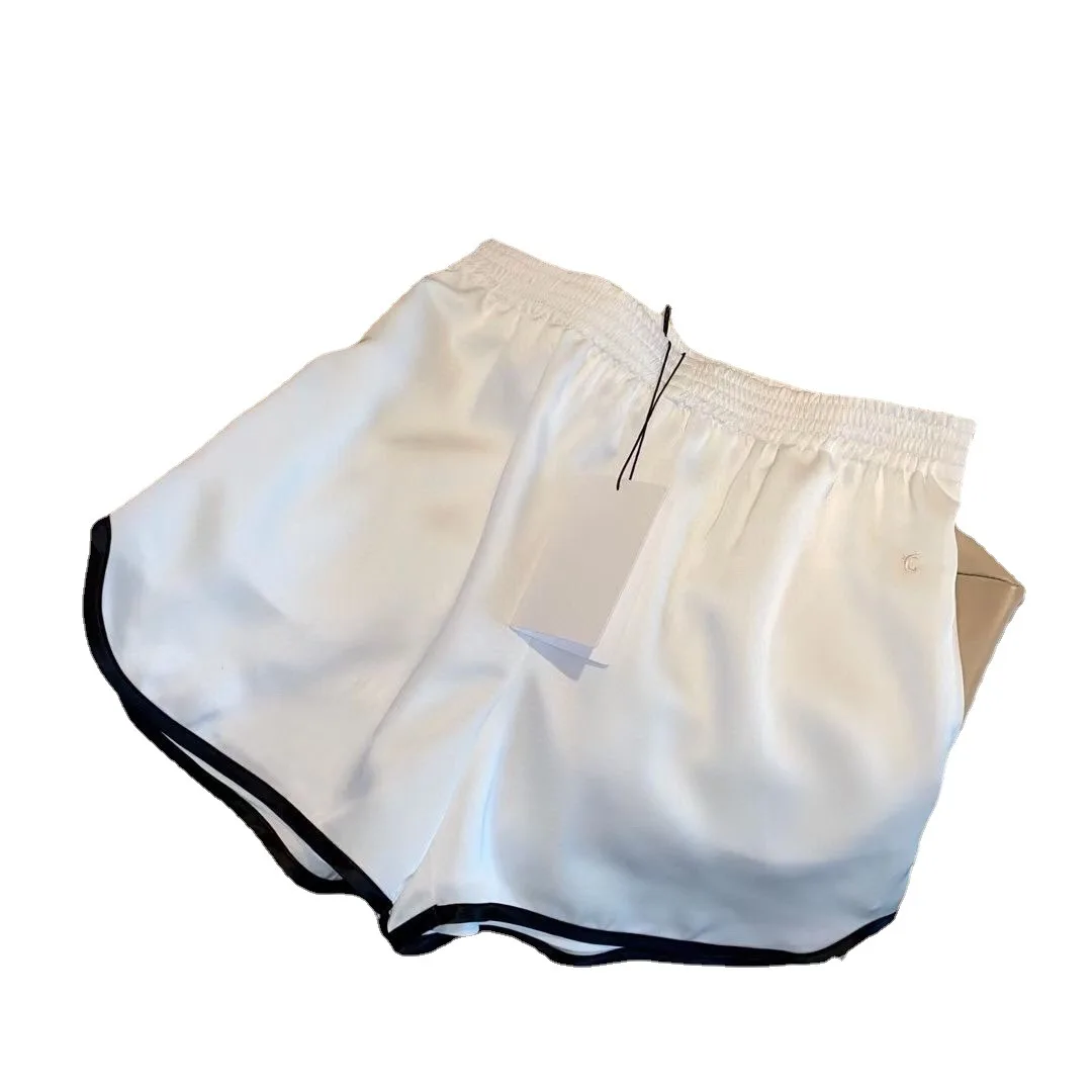 

CE Contrast Color Edging Small Logo Embroidered Thin Sports Running A-line Shorts Women High Waist Beach Pants In Stock
