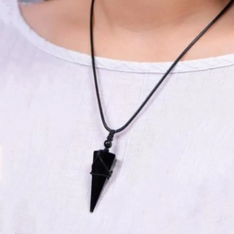 Натуральный обсидиановый маятник нефритовая подвеска ювелирные изделия