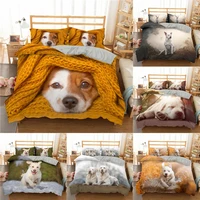 lovely animal 3d bedding sets cute pets dog duvet cover with pillowcase single king queen size quilt cover for children bedroom
