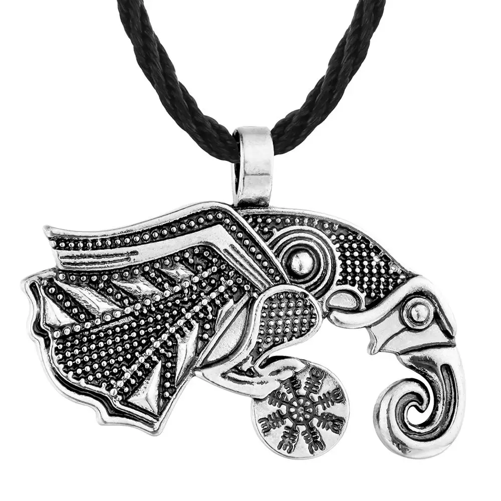 QIAMNI панк искусственная Ретро Valknut Ворон символа Odin ожерелье очаровательное для