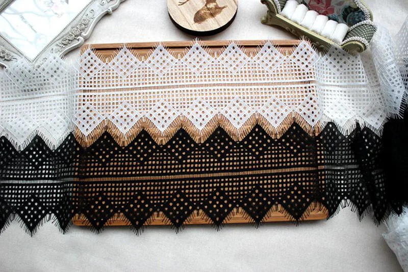 Кружевная ткань с вышивкой из хлопка 13 см | Дом и сад