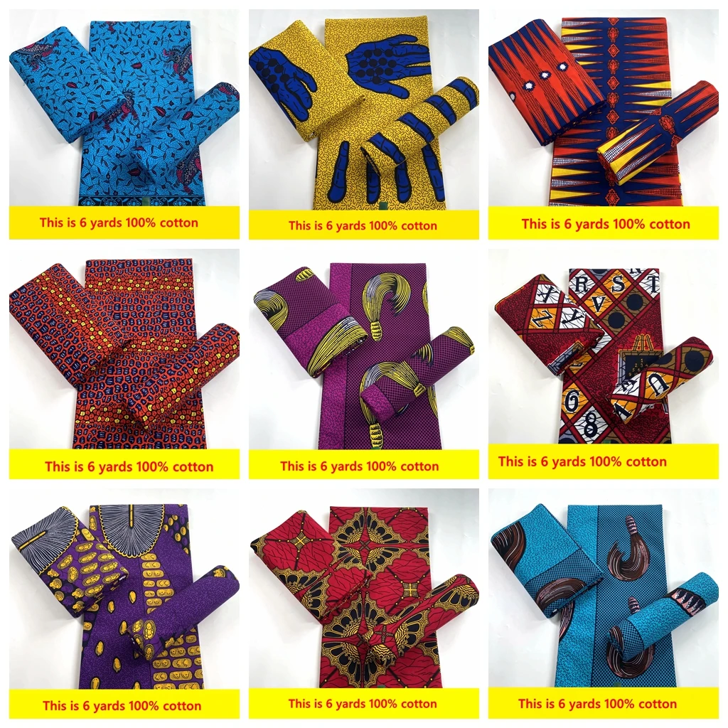 

New Guaranteed Veritable 100% Original Real Wax Ankara Fabric 2022 African Print Fabric For Wedding dress Tissus Coton 6Yards
