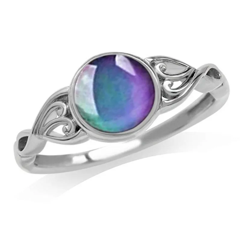 

Fashion Women Wedding Jewelry Color Changeable Design Purple Crystl Amber Silver 925 Ring Dropshipping Big Silver Rings