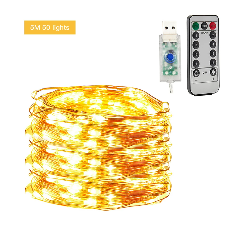 

Светодиодная гирлянда с медным проводом, 50/100/200 светодиодов