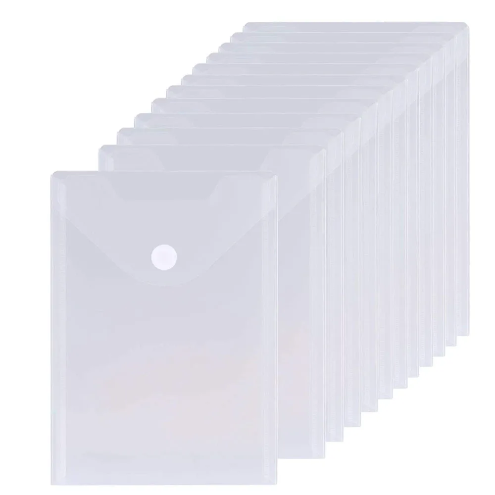 10pcs/Lot A5 Clear Document Bags Poly Envelopes with Velcro 