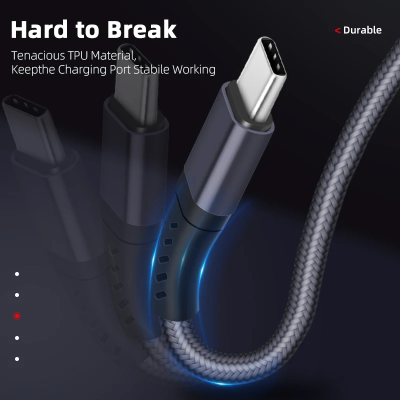 Melonboy 3A USB Type C Cable for Samsung Huawei Xiaomi  Mobile Phone Fast Charging USB C Cable Type-C Charger Micro USB Cables