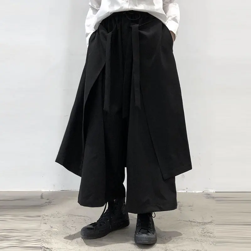 XITAO Irregular Black Pants Fashion New Women Elastic Waist Pocket Goddess Fan Casual Style 2021 Spring Loose Pants ZY5863