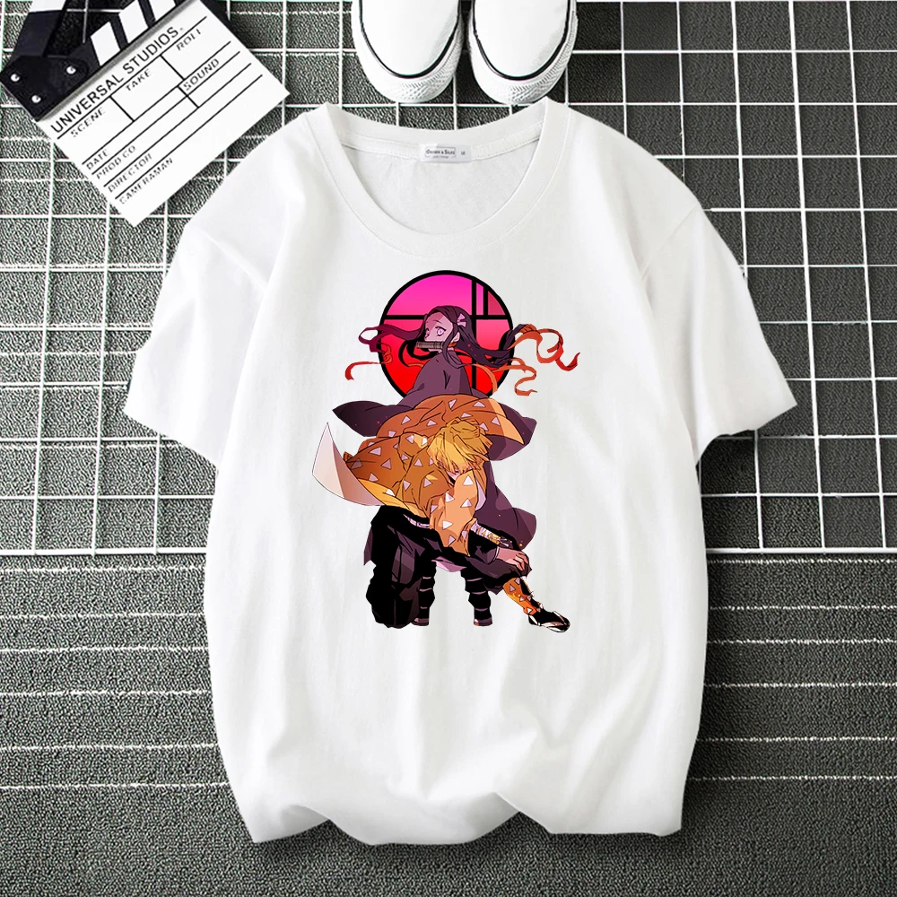 

Футболка с аниме мультяшным рисунком, футболка для подростков, Мужская футболка с рассекающим демонов камадо незуко, одежда для улицы, своб...
