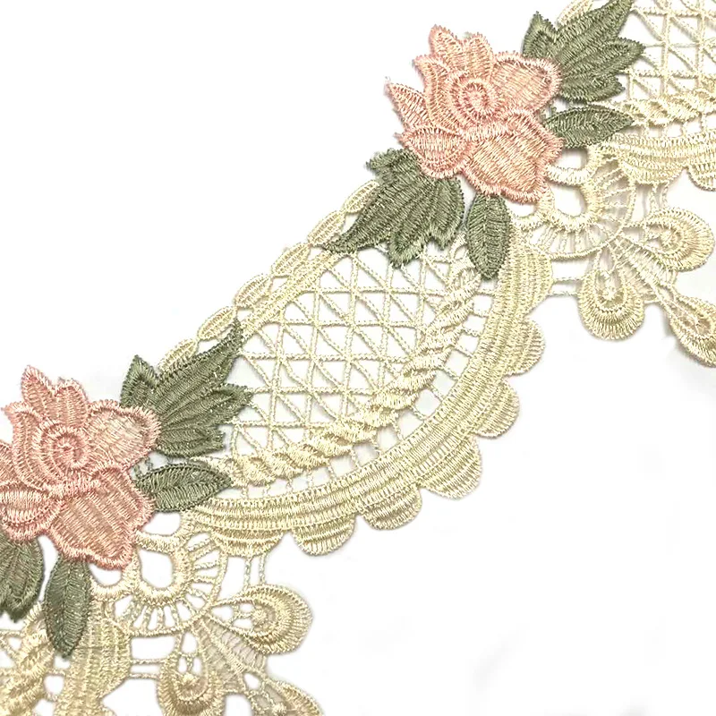 1 ярд Водорастворимая Вышивка Цветочная кружевная отделка ткань для рукоделия