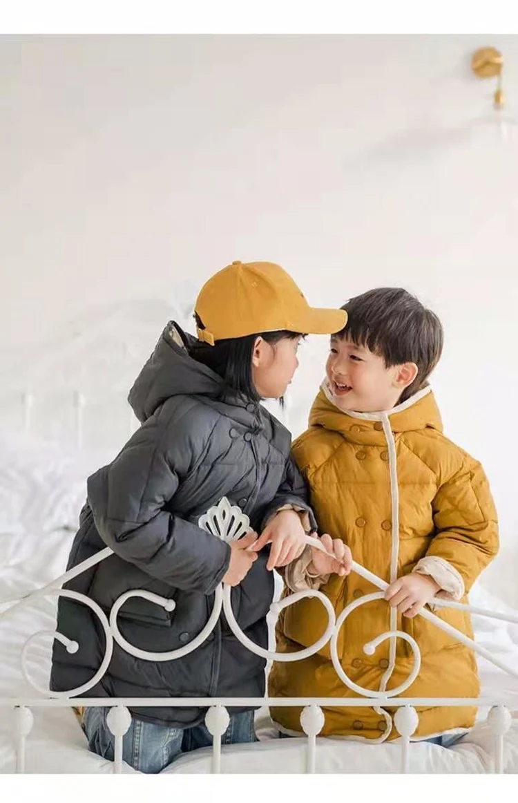 Зимнее пальто для маленьких девочек пуховик с наполнителем из белого утиного