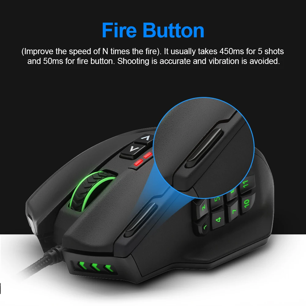 

Rocketek USB Gaming RGB Mouse 16400 DPI 19 buttons ergonomic design for desktop computer accessories programmable mice gamer PC