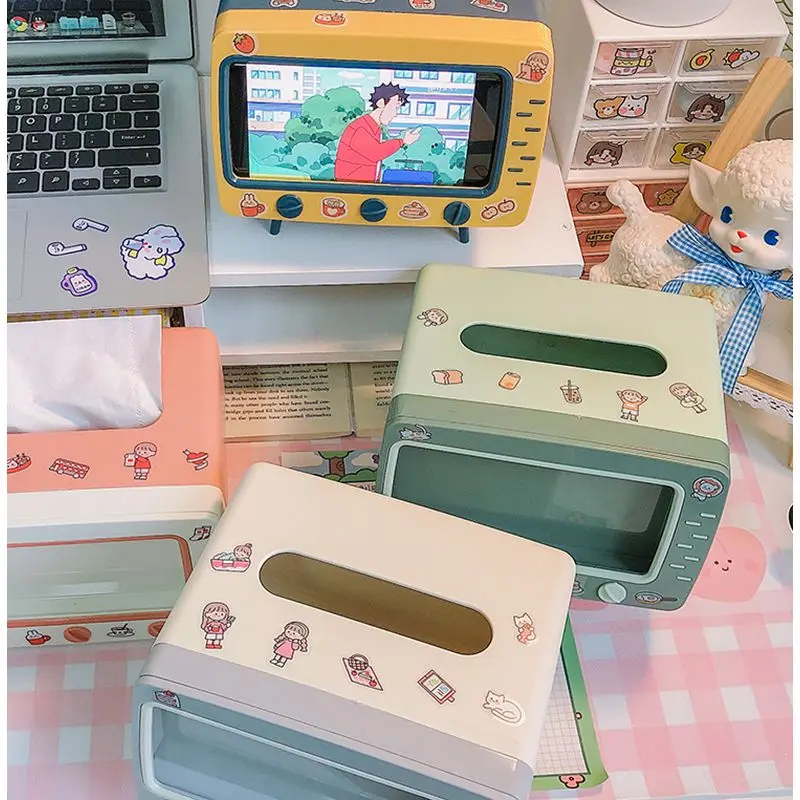 nordic minimalist retro desk tv tissue box living room creative multifunctional heightened base phone slot rack home bedroom free global shipping